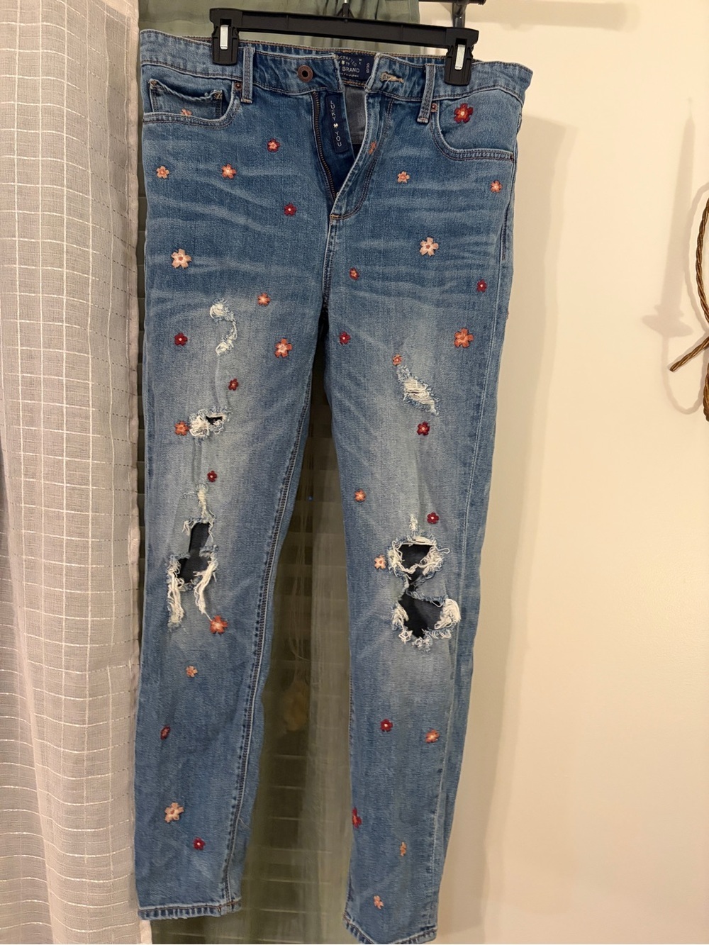 Lucky Brand Light Blue Embroidered Skinny Jeans with Floral Accents